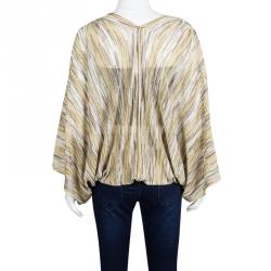 Pre Owned Missoni Mare Beige Lurex Knit Kaftan Style Top M