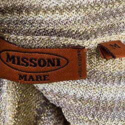 Pre Owned Missoni Mare Beige Lurex Knit Kaftan Style Top M