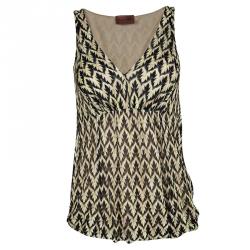 Pre Owned Missoni Multicolor Printed Knit Tie Detail Top and Skirt Set S