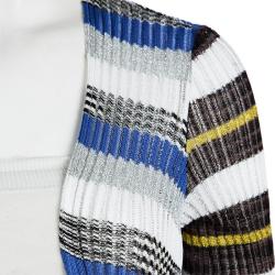 Pre Owned Missoni Multicolor Striped Lurex Knit Detail Open Front Long Cardigan S