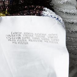 Pre Owned Missoni Multicolor Striped Lurex Knit Detail Open Front Long Cardigan S