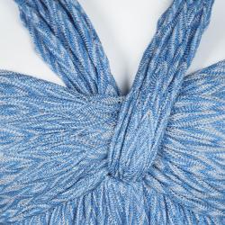 Pre Owned Missoni Blue Perforated Knit Sleeveless Maxi Dress S