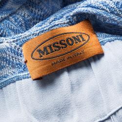 Pre Owned Missoni Blue Perforated Knit Sleeveless Maxi Dress S