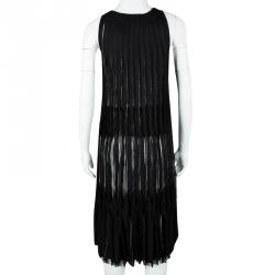 Pre Owned Missoni Monochrome Knit Fringe Detail Sleeveless Dress S