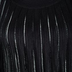 Pre Owned Missoni Monochrome Knit Fringe Detail Sleeveless Dress S
