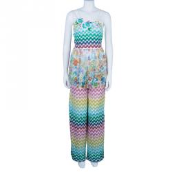 Pre Owned Missoni Mare Multicolor Knit Floral Top and Pants Set S/M