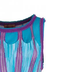 Pre Owned Missoni Blue Patterned Knit Maxi Dress M