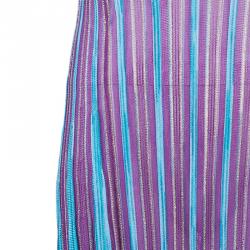 Pre Owned Missoni Blue Patterned Knit Maxi Dress M