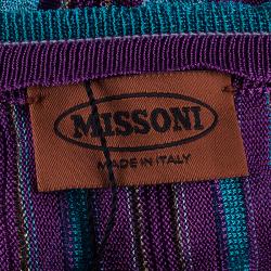 Pre Owned Missoni Blue Patterned Knit Maxi Dress M