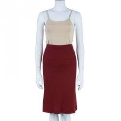 Pre Owned Missoni Red Mohair Skirt S