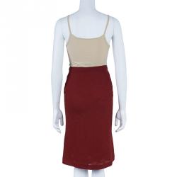 Pre Owned Missoni Red Mohair Skirt S