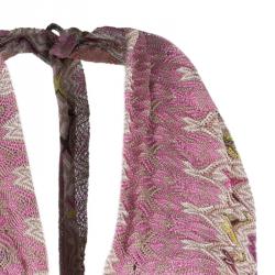 Pre Owned Missoni Pink Multicolor Halter Back Knit Maxi Dress M
