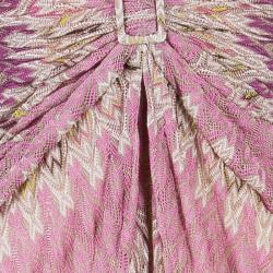 Pre Owned Missoni Pink Multicolor Halter Back Knit Maxi Dress M