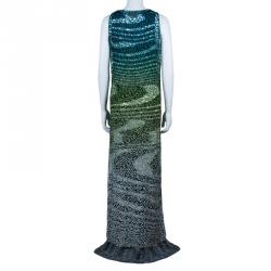 Pre Owned Missoni Gradient Laser Cut Lace Gown L