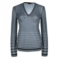 Pre Owned Missoni Multicolor Zig-Zag Long Sleeve Top M