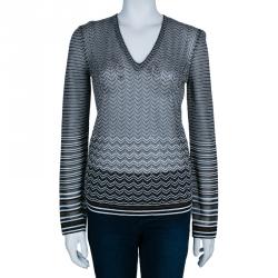 Pre Owned Missoni Multicolor Zig-Zag Long Sleeve Top M