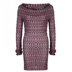 Pre Owned Missoni Multicolor Off-Shoulder Knit Dress M