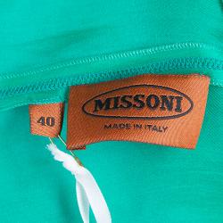Pre Owned Missoni Green Wave Knit Sleeveless Dress S