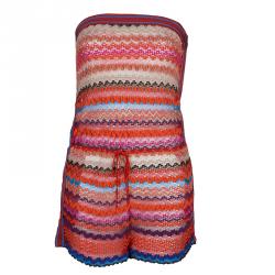 Missoni Multicolor Zig-Zag Pattern Knit Strapless Romper S