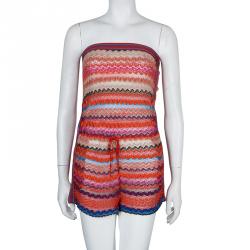 Missoni Multicolor Zig-Zag Pattern Knit Strapless Romper S