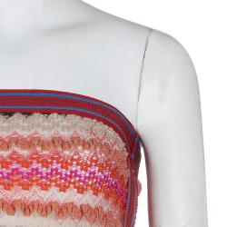 Missoni Multicolor Zig-Zag Pattern Knit Strapless Romper S