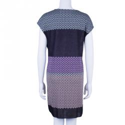 Pre Owned Missoni Purple Printed Crochet Knit Mini Dress L