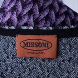 Pre Owned Missoni Purple Printed Crochet Knit Mini Dress L