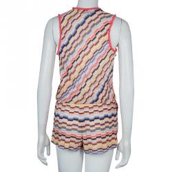 Missoni Multicolor Knit Ruffle Trim Overlap Detail Romper S