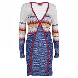 مملوكة مسبقًا Missoni Multicolor ZigZag Patterned Knit Long Cardigan M