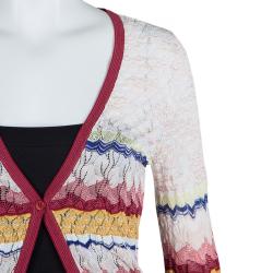 مملوكة مسبقًا Missoni Multicolor ZigZag Patterned Knit Long Cardigan M