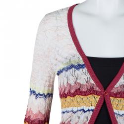 مملوكة مسبقًا Missoni Multicolor ZigZag Patterned Knit Long Cardigan M