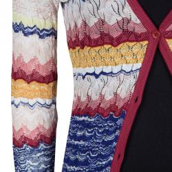 مملوكة مسبقًا Missoni Multicolor ZigZag Patterned Knit Long Cardigan M