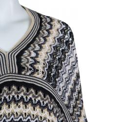 Pre Owned Missoni Multicolor Lurex Knit Wool Poncho M