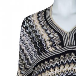 Pre Owned Missoni Multicolor Lurex Knit Wool Poncho M