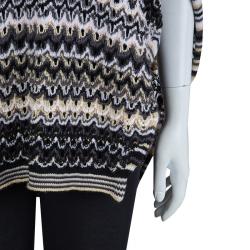 Pre Owned Missoni Multicolor Lurex Knit Wool Poncho M