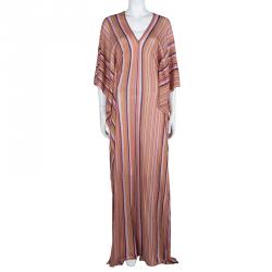 Pre Owned Missoni Multicolor Striped Lurex Knit Kaftan S