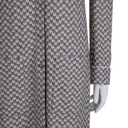 Pre Owned Missoni Multicolor Zig Zag Wool Button Down Full Length Cardigan S