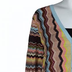 Pre Owned Missoni Multicolor Zig Zag Knit Cardigan XL