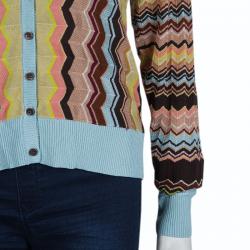 Pre Owned Missoni Multicolor Zig Zag Knit Cardigan XL