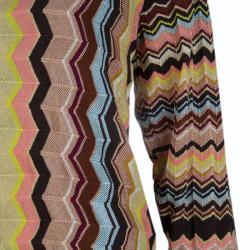 Pre Owned Missoni Multicolor Zig Zag Knit Cardigan XL