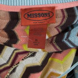 Pre Owned Missoni Multicolor Zig Zag Knit Cardigan XL