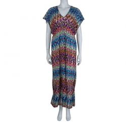Pre Owned Missoni Mare Multicolor Knit Fish Scale Pattern Kaftan Dress M