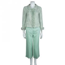 Pre Owned Missoni Green Textured Weave Pant Suit M