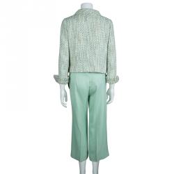 Pre Owned Missoni Green Textured Weave Pant Suit M
