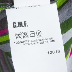 Pre Owned Missoni Multicolor Striped Silk Fitted Waist Dolman Sleeve Blouse M