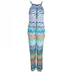 Pre Owned Missoni Mare Multicolor Knit Wave Pattern Sleeveless Sheer Jumpsuit M