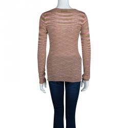 Pre Owned Missoni Multicolor Striped Cashmere V-Neck Sweater S