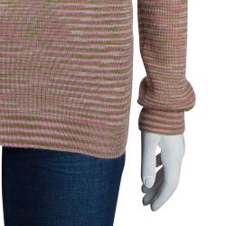 Pre Owned Missoni Multicolor Striped Cashmere V-Neck Sweater S