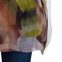 Pre Owned Missoni Multicolor Printed Organza Belted Sheer Kimono Top M