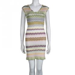 Pre Owned Missoni Multicolor Knit Chevron Pattern Sleeveless Dress S
